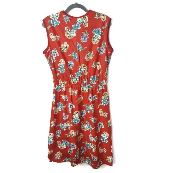Vintage Red Floral Midi Dress - Picture 4 of 5